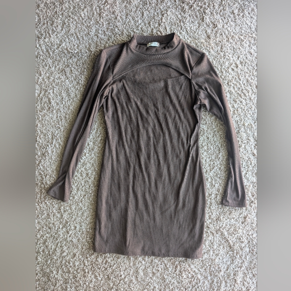 Altar'd State Taupe Long Sleeve Dress